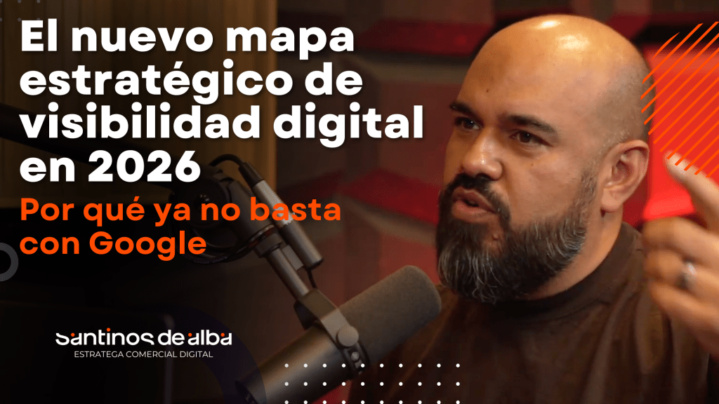 Ejecutivo analizando mensajes en su celular, representando el nuevo mapa de visibilidad digital donde Google, redes sociales e inteligencia artificial influyen en el descubrimiento de marcas.